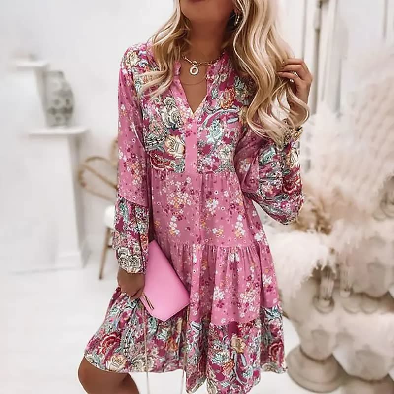 Sommerkleid Damen Boho Regular Fit Freizeit