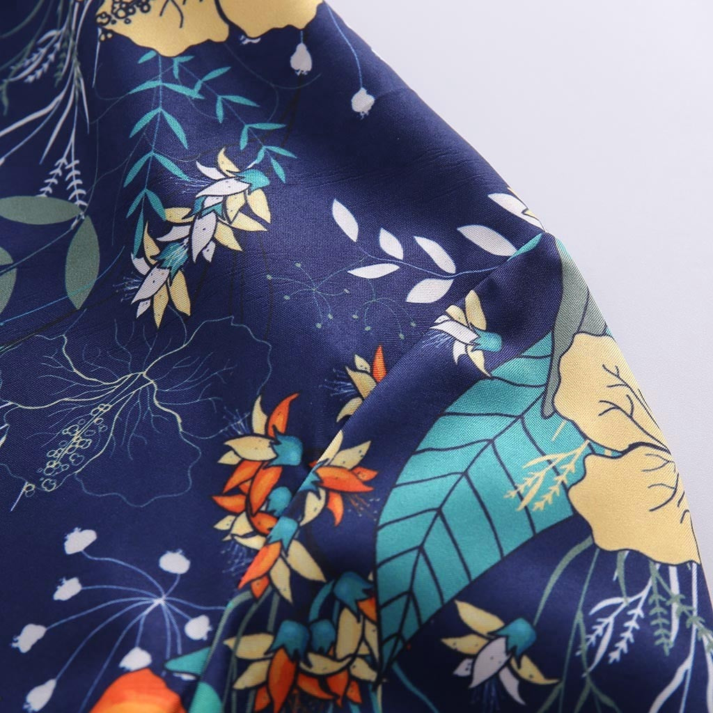 Herren Hawaii-Hemd Regular Fit Freizeit mit Blumenmuster langärmlig
