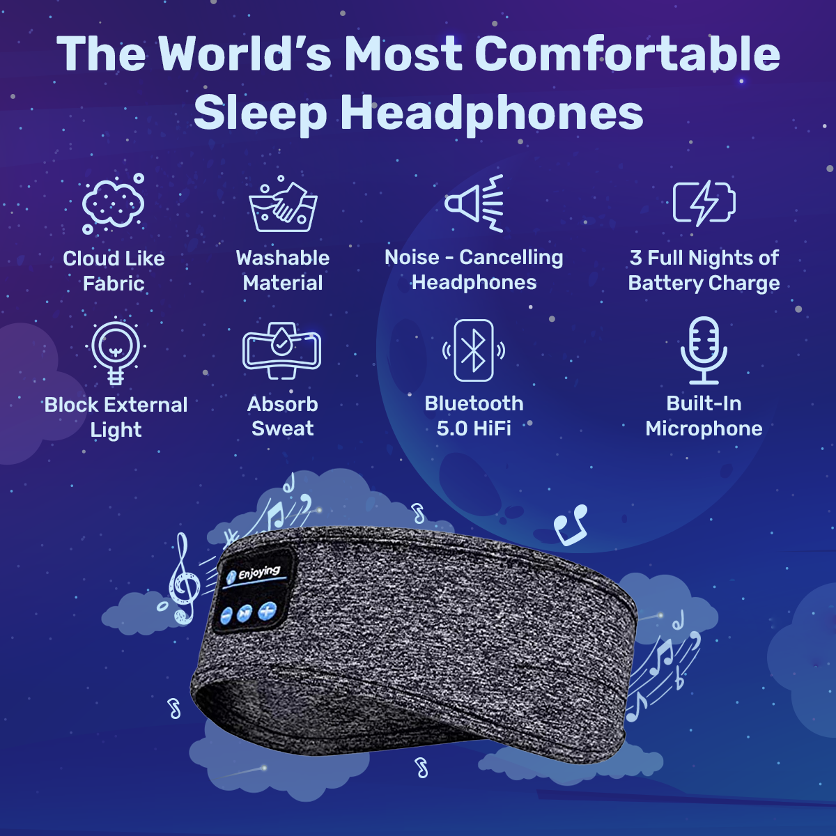Schlafkopfhörer Unisex Bluetooth Stirnband Flache Lautsprecher