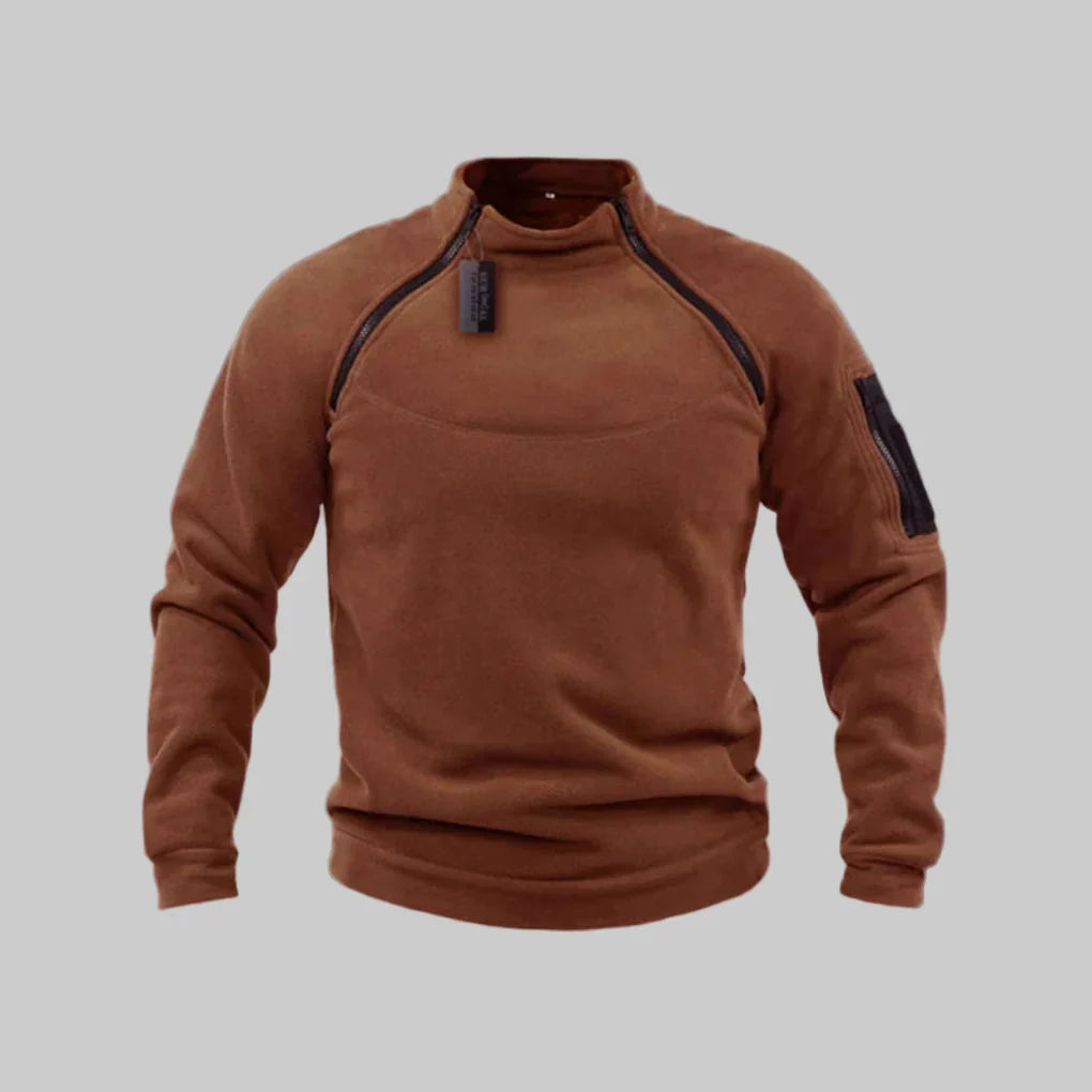 Fleecepullover Herren Windabweisend Outdoor Regular Fit