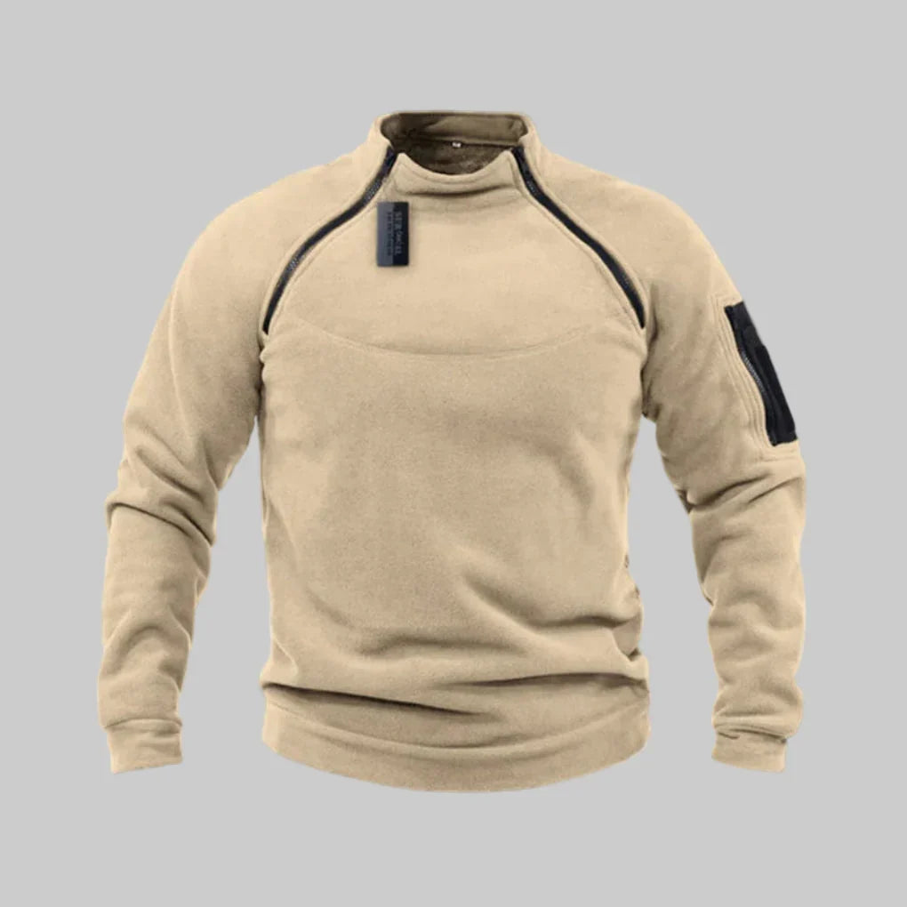 Fleecepullover Herren Windabweisend Outdoor Regular Fit