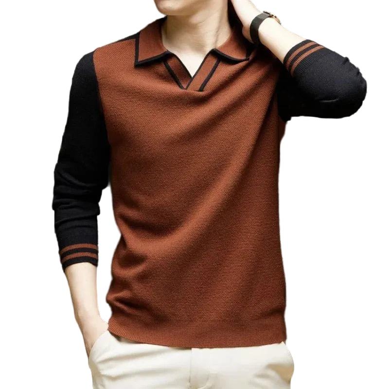 Herren Polo-Pullover Langarm Regular Fit Casual Büro