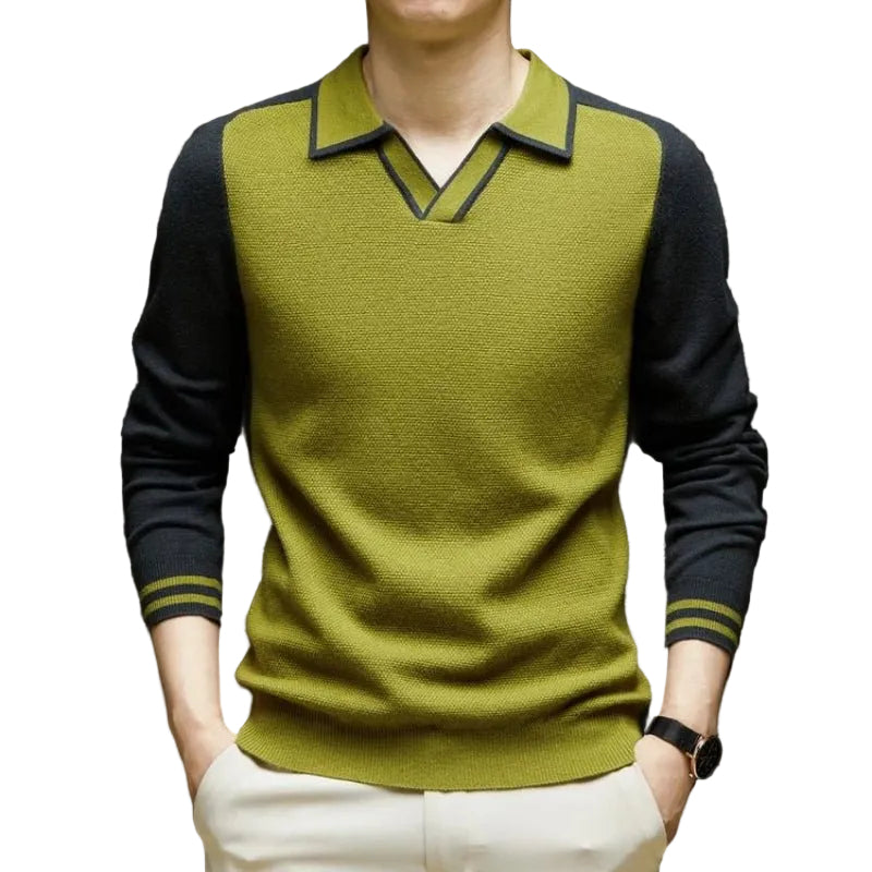 Herren Polo-Pullover Langarm Regular Fit Casual Büro