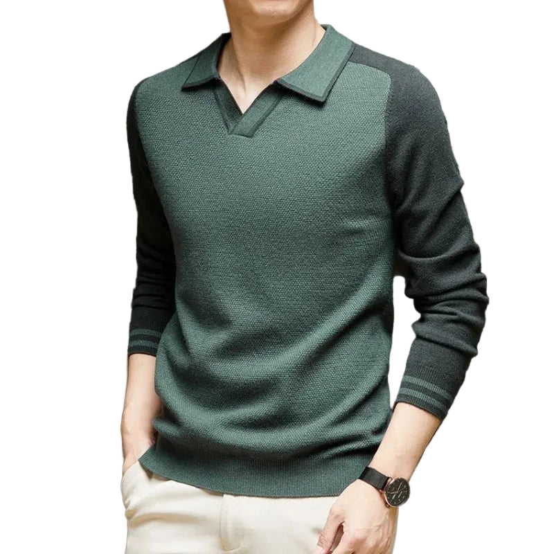 Herren Polo-Pullover Langarm Regular Fit Casual Büro