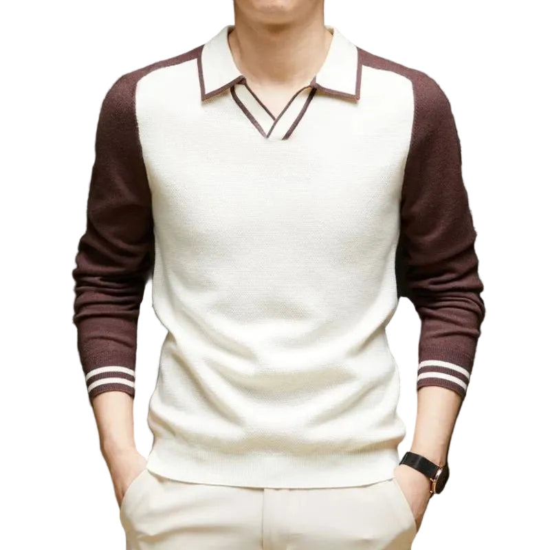 Herren Polo-Pullover Langarm Regular Fit Casual Büro