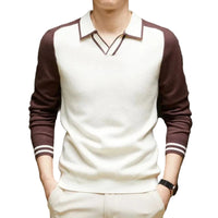 Herren Polo-Pullover Langarm Regular Fit Casual Büro