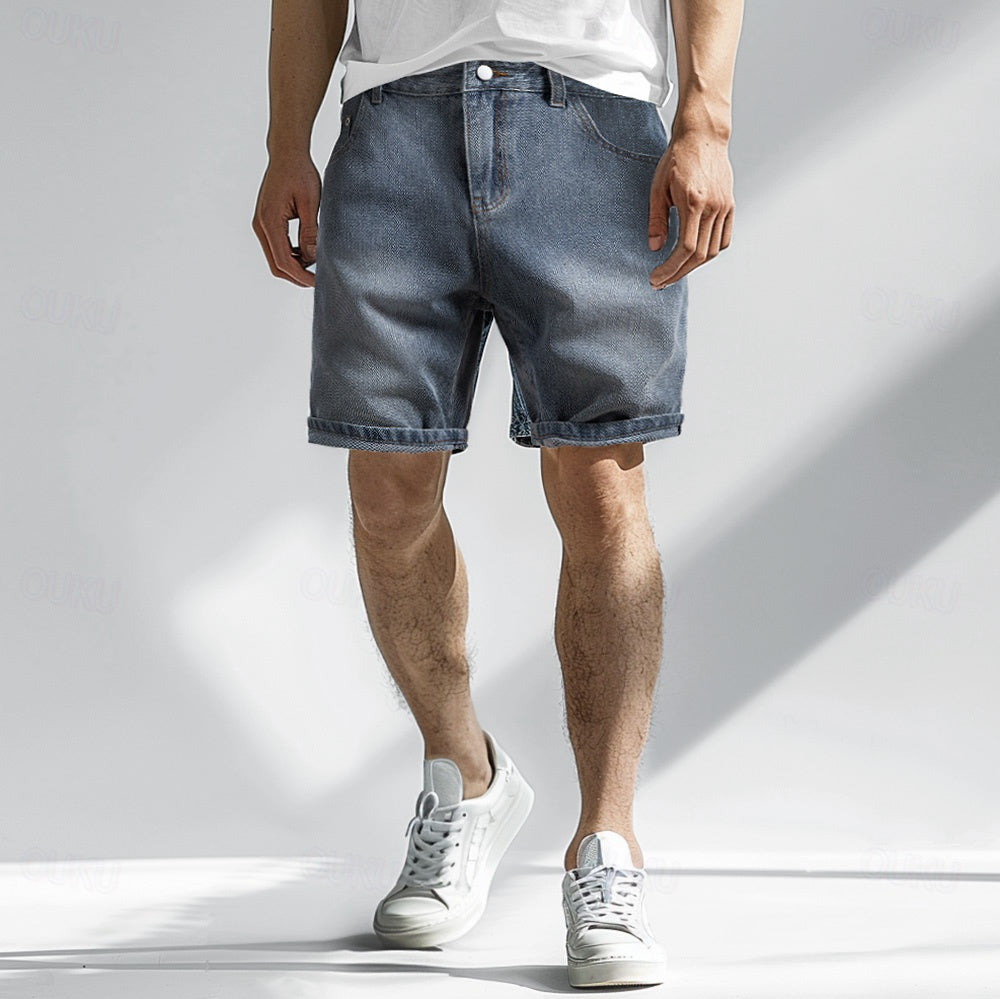 Jeansshorts Herren Relaxed Fit Freizeit Sommer
