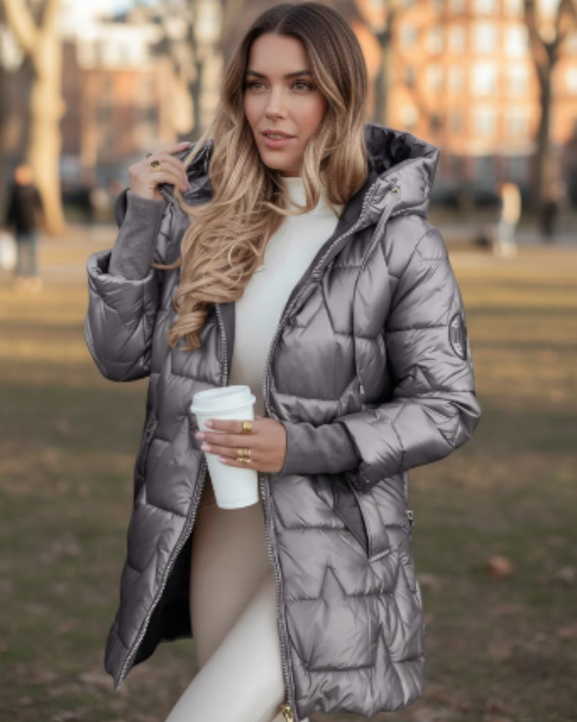 Kelsey Luxuriöser Damen Puffermantel mit Kapuze