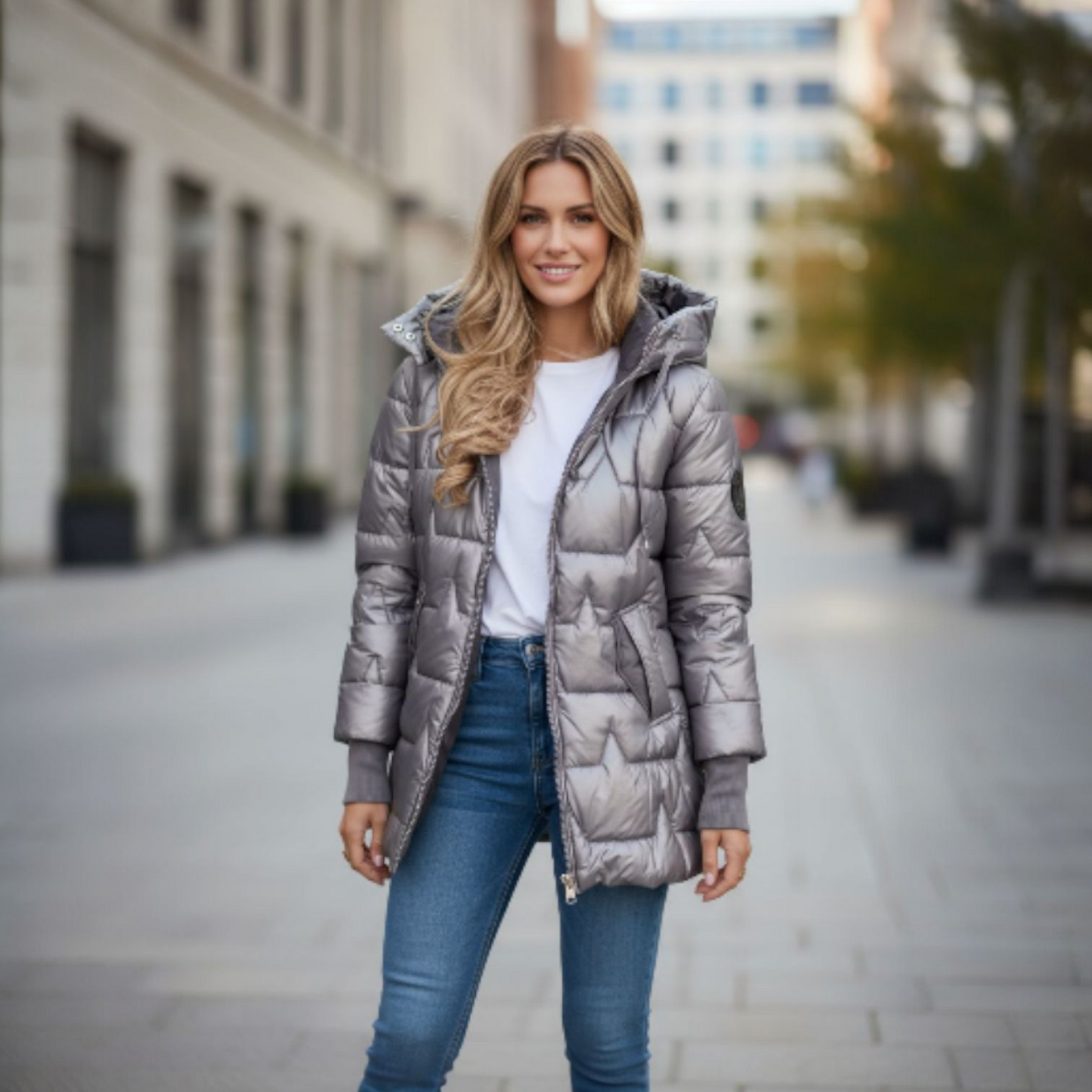 Kelsey Luxuriöser Damen Puffermantel mit Kapuze