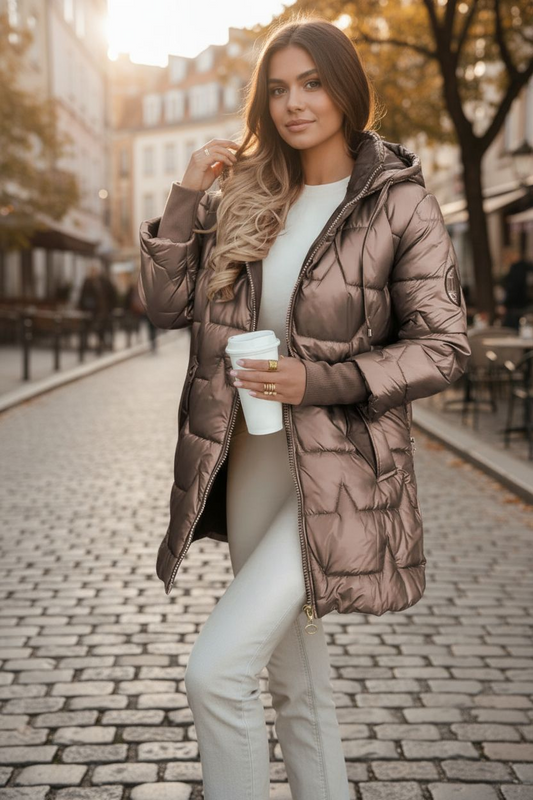 Kelsey Luxuriöser Damen Puffermantel mit Kapuze