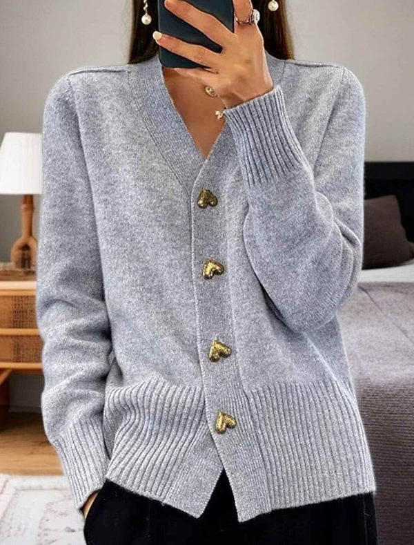 Damen Cardigan mit Knopfleiste und Rundhalsausschnitt
