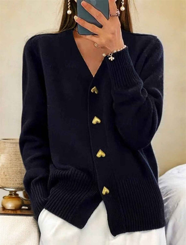 Damen Cardigan mit Knopfleiste und Rundhalsausschnitt