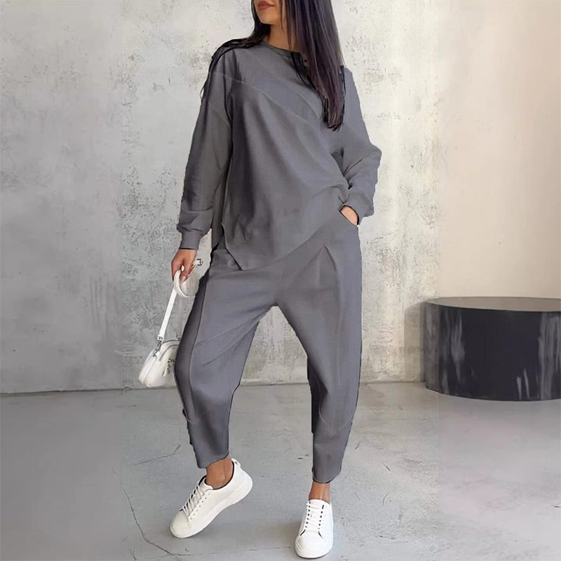 Zweiteiler Damen Lässig Relaxed Fit Freizeit