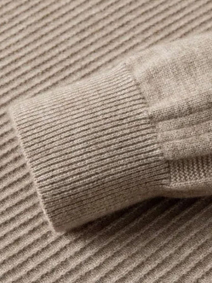 Gestreifter Viertelzip Wollpullover - Cross & Crown