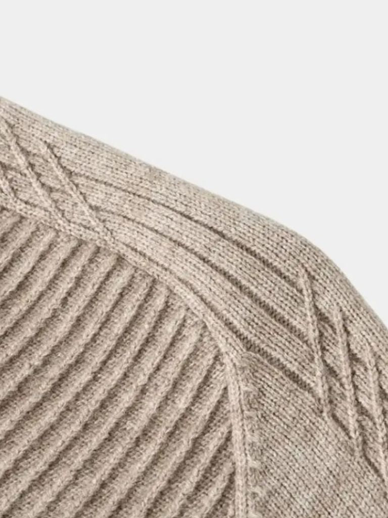 Gestreifter Viertelzip Wollpullover - Cross & Crown