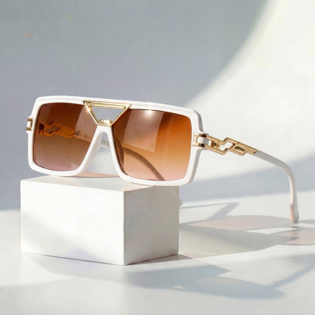 Sonnenbrille Damen Retro Oversize Ketten-Detail UV400 Schutz