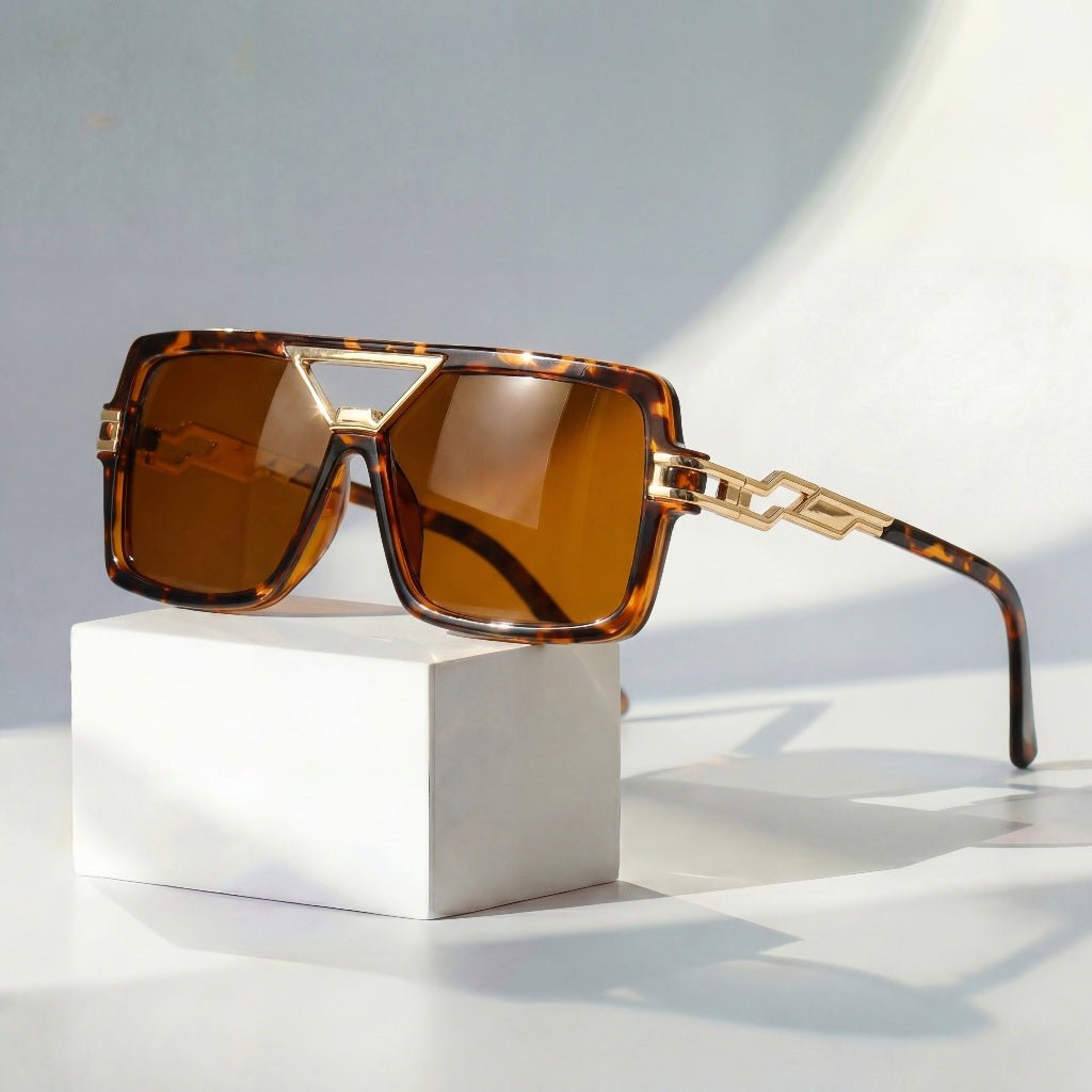 Sonnenbrille Damen Retro Oversize Ketten-Detail UV400 Schutz