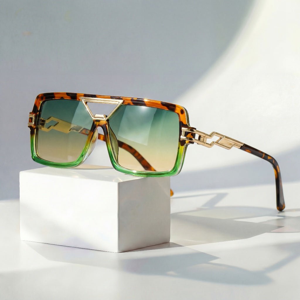 Sonnenbrille Damen Retro Oversize Ketten-Detail UV400 Schutz