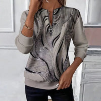 Damen Sweatshirt mit abstraktem Muster und Reißverschluss