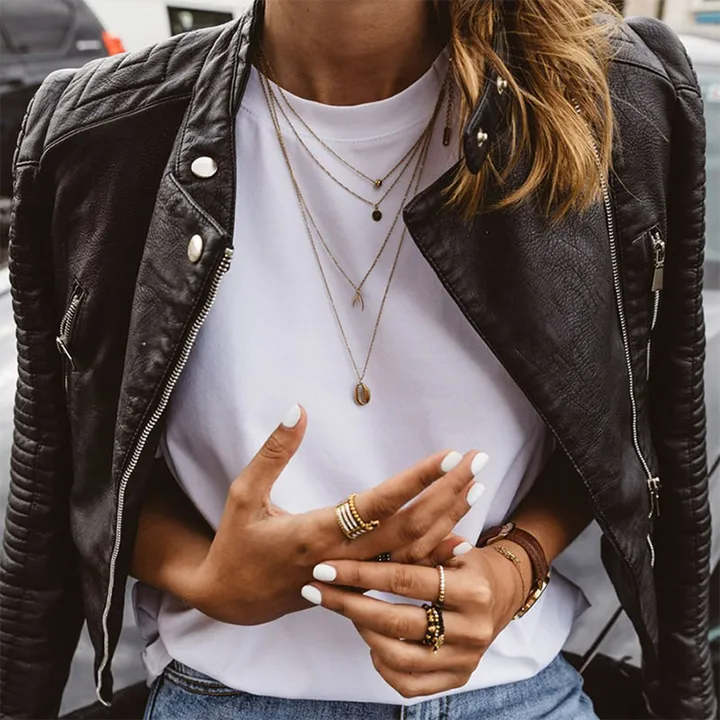 Damen Jacke in Lederoptik mit Metalldetails