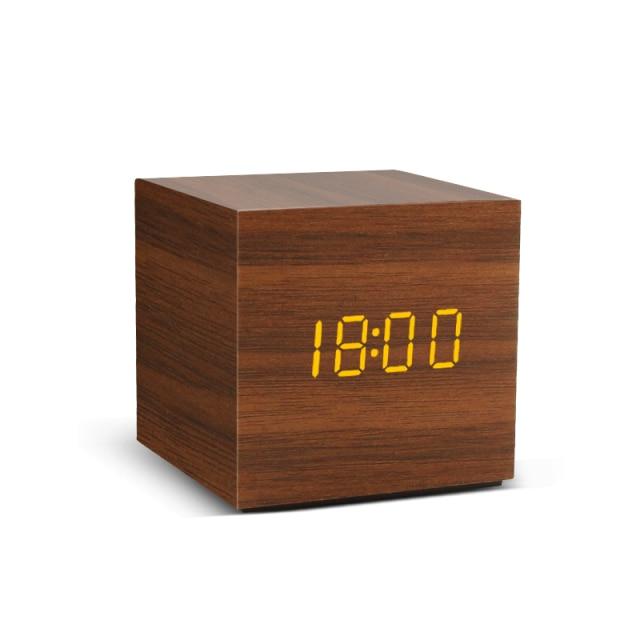 LED-Wecker Holz Minimalistisch Wohnzimmer Temperaturanzeige