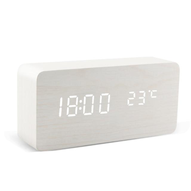 LED-Wecker Holz Minimalistisch Wohnzimmer Temperaturanzeige