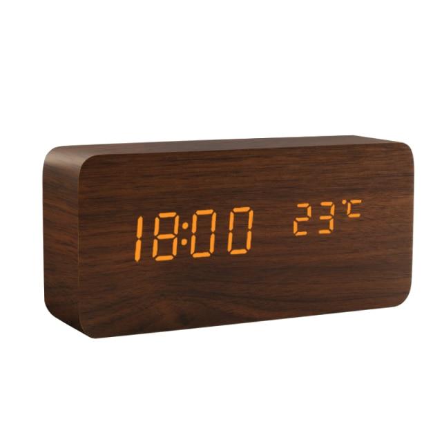 LED-Wecker Holz Minimalistisch Wohnzimmer Temperaturanzeige