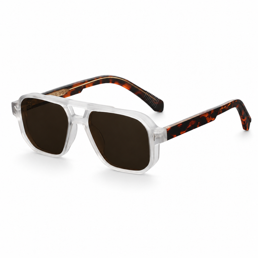 Lunettes de soleil homme & femme transparentes à double pont, forme carrée