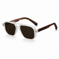Lunettes de soleil homme & femme transparentes à double pont, forme carrée