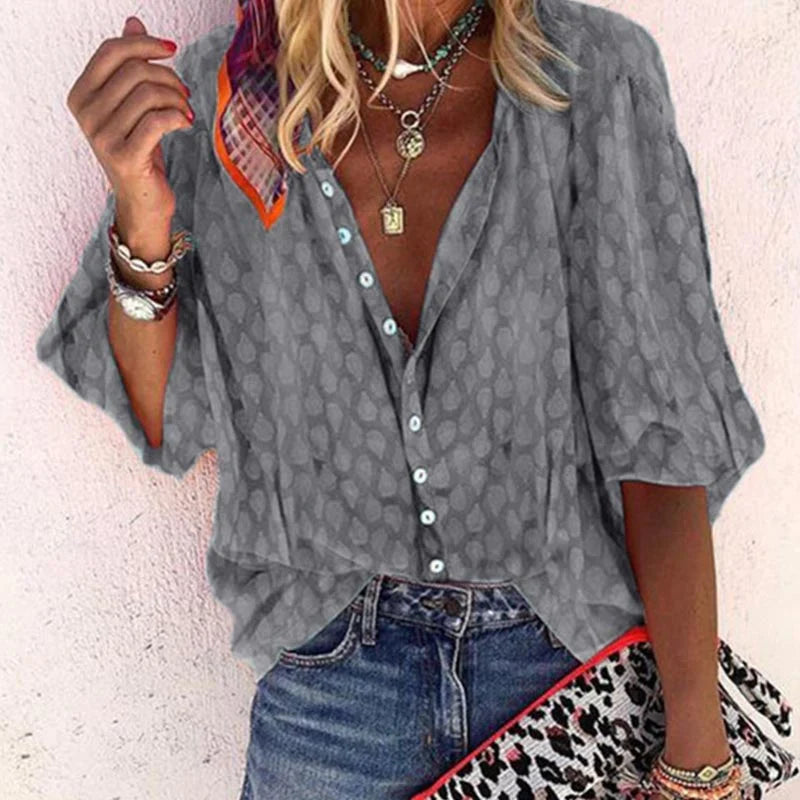 Bluse Damen Bedruckt Leicht Sommer Casual