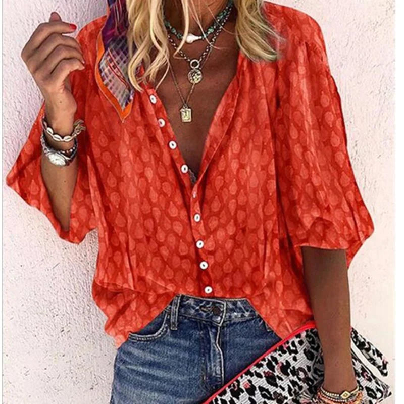 Bluse Damen Bedruckt Leicht Sommer Casual