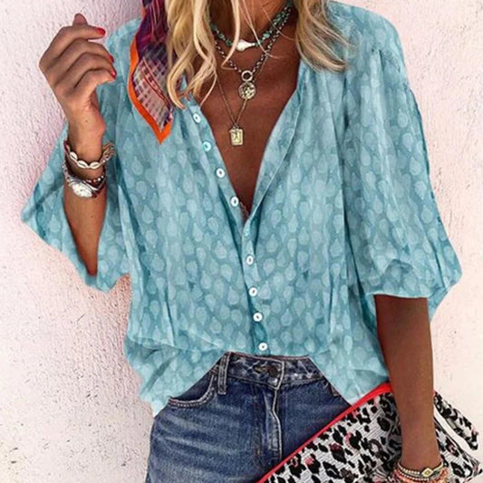 Bluse Damen Bedruckt Leicht Sommer Casual