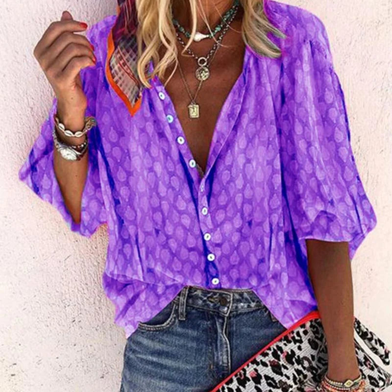 Bluse Damen Bedruckt Leicht Sommer Casual