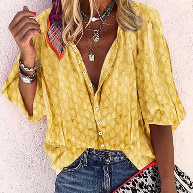 Bluse Damen Bedruckt Leicht Sommer Casual