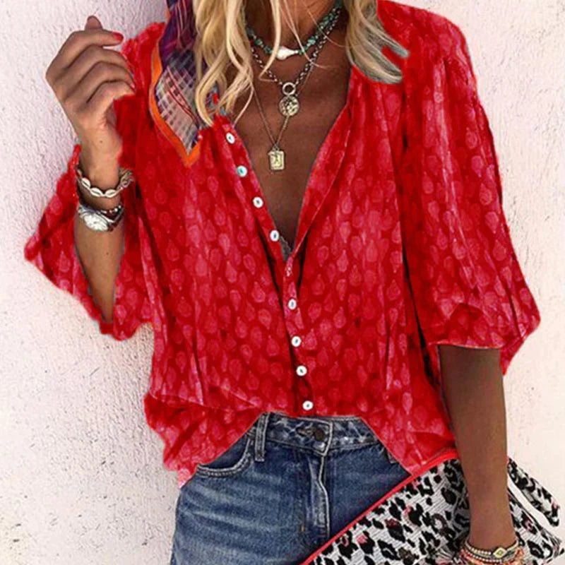Bluse Damen Bedruckt Leicht Sommer Casual