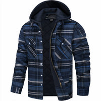 Jacke Herren Kariert Reißverschluss Winter Casual Slim Fit