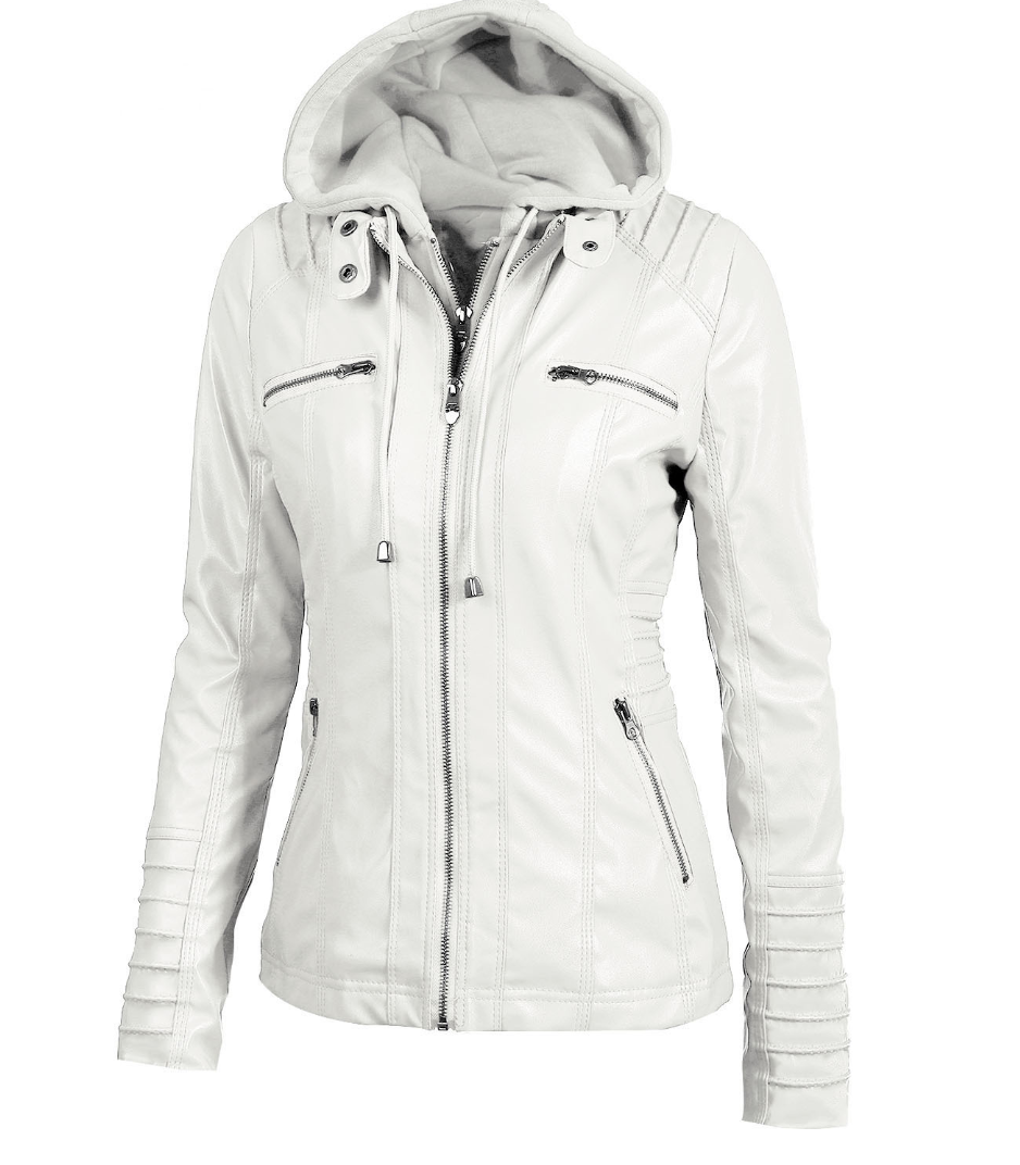 Blouson en cuir imperméable pour femme avec capuche I La veste idéale en toute saison