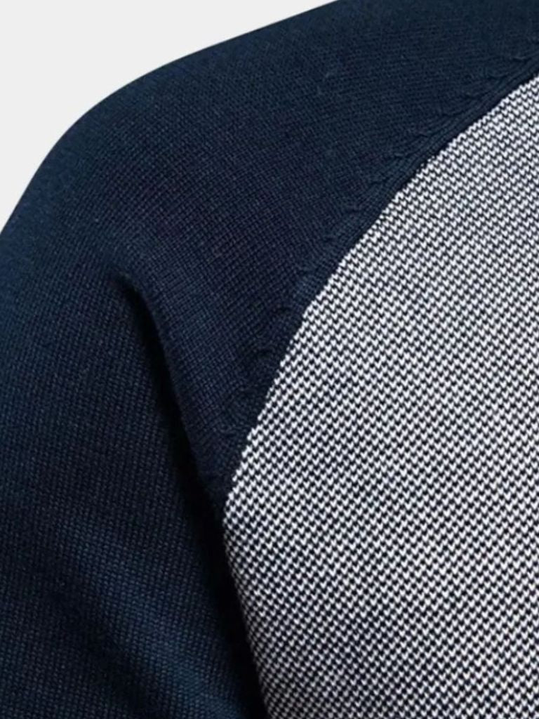 Farbblock Cardigan mit Stehkragen und Reißverschluss - Cross & Crown